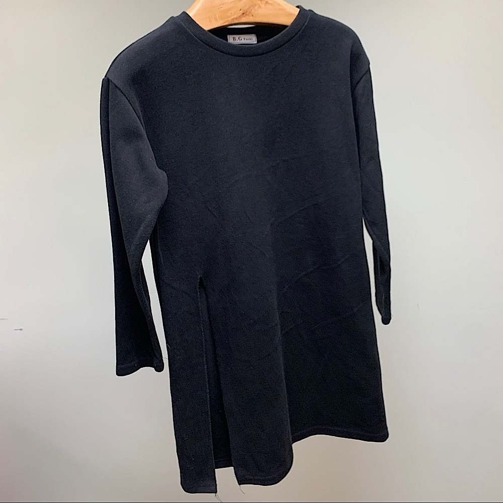 Sweater dress with thigh high split